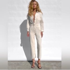 ZARA White Denim Boilersuit / Jumpsuit - XS NWT